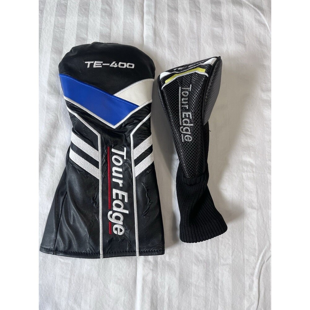 Tour Edge TE-400 Driver Fairway Hybrid Golf Headcover Lot Of 2 Black Blue Lime